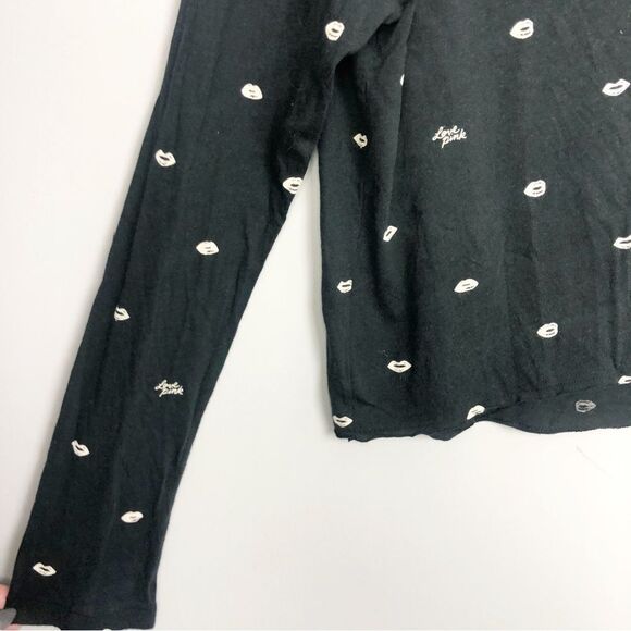 VICTORIA’S SECRET PINK | Girlfriend Lip Print Long Sleeve Crop Tee Women’s Small - Picture 4 of 7